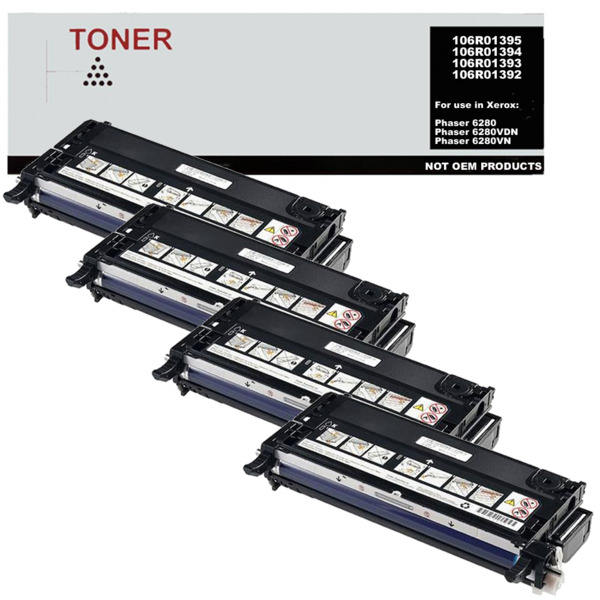 106R01395 106R01394 106R01393 106R01392 pack 4 cartuchos de toner compatible con Xerox Phaser 6280