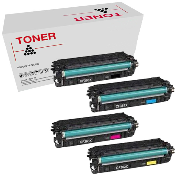 CF360X pack 4 toner generico HP CF360X CF361X CF362X CF363X (508X) Enterprise M552, M553, M577