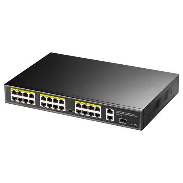 Cudy FS1026PS1 Switch Gigabit de 24 puertos PoE+ de 10/100 Mbits + 2 Puerto de Enlace Ascendente Gigabit + 1 Ranura SFP de 1,25