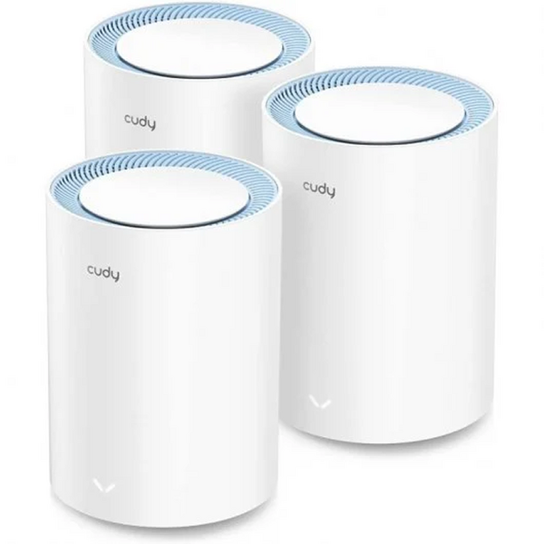 Cudy M1200 Pack de 3 Sistemas WiFi Mesh AC1200 Dual Band - 867Mbps en 5GHz, 300Mbps en 2,4GHz - 1x Puerto LAN 10/100Mbps, 1x Pue