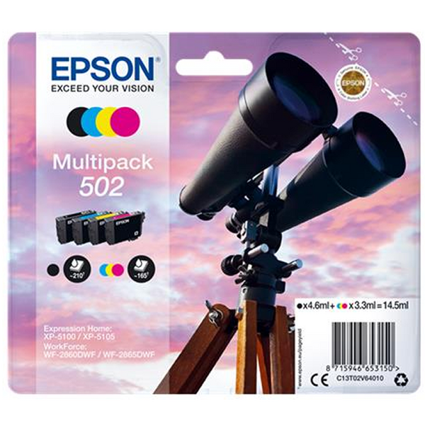 Epson 502 Pack de 4 Cartuchos de Tinta Originales - C13T02V64010