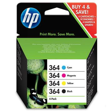 HP 364 Pack de 4 Cartuchos de Tinta Originales - N9J73AE