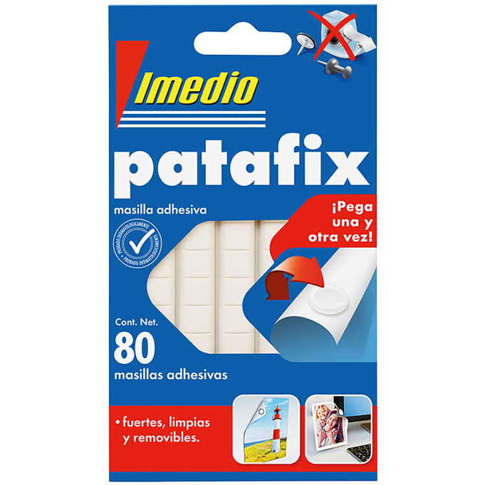 Imedio Patafix Masilla Adhesiva Blanca - Fuertes, Limpias y Removibles - 80 Piezas