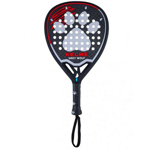 Kelme Grey Wolf Pala de Padel - Forma Hibrida Lagrima - Marco y Cara 100% Carbono - Nucleo Eva Extra Hard