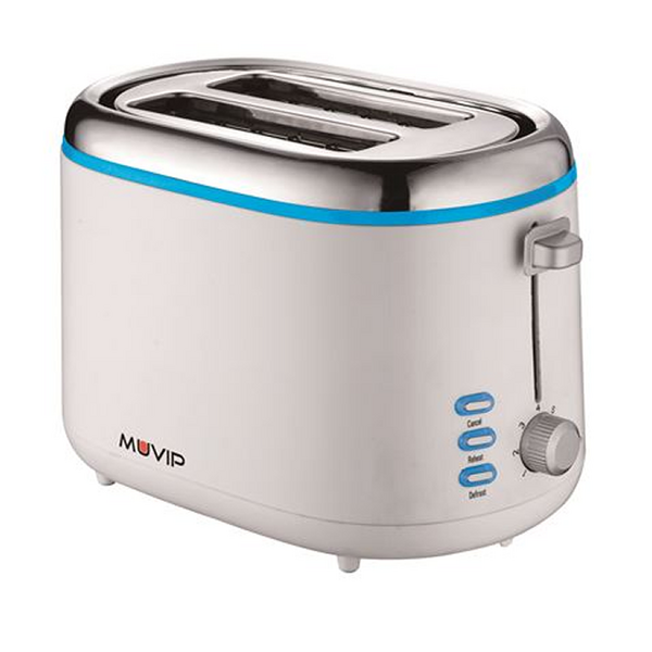 Muvip Design Tostadora de Pan 850W - Capacidad para 2 Rebanadas - 7 Niveles de Tostado - Funcion Calentar, Descongelacion y Reca