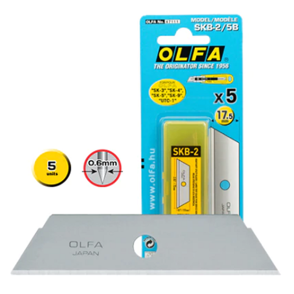 Olfa Pack de 5 Cuchillas de Respuesto para Cutters Olfa SK-2 - Acero Inoxidable