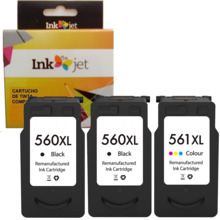 PG560XL CL561XL pack 3 tinteiro generico Canon 3712C001 / 3713C001, 3730C001 / 3731C001