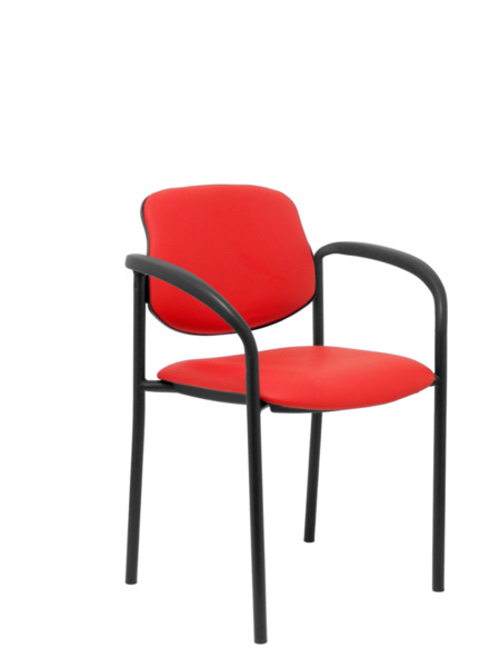 Silla de oficina fija Villalgordo similpiel rojo chasis negro con brazos