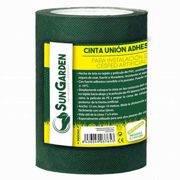 Sungarden Cinta Union Adhesiva para Instalacion Cesped Artificial 0.15x10m - Color Verde