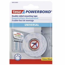 Tesa Powerbond Cinta Adhesiva Doble Cara 19mm x 1.5 Metros - Para Fijacion Segura y Rapida de Objetos Planos y Ligeros - Color B