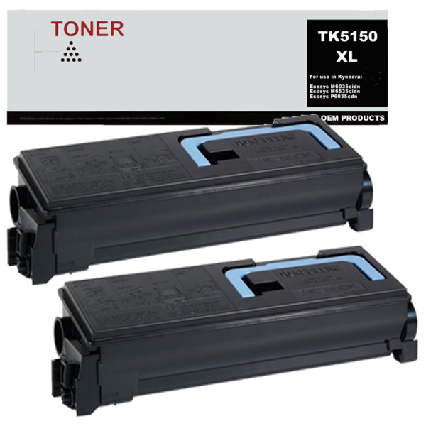 TK5150 XL pack 2 cartuchos de toner compatible con Kyocera 1T02NS0NL0 / TK5150K