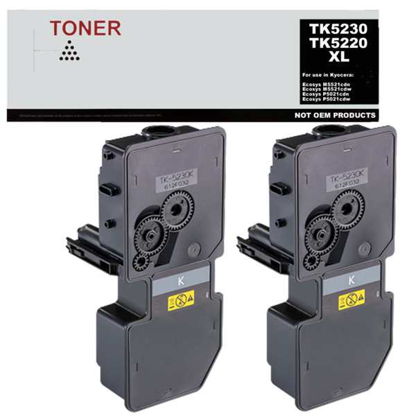 TK5220 / TK5230 XL pack 2 cartuchos de toner compatible con Kyocera 1T02R90NL1 / 1T02R90NL0 / TK5220K / TK5230K