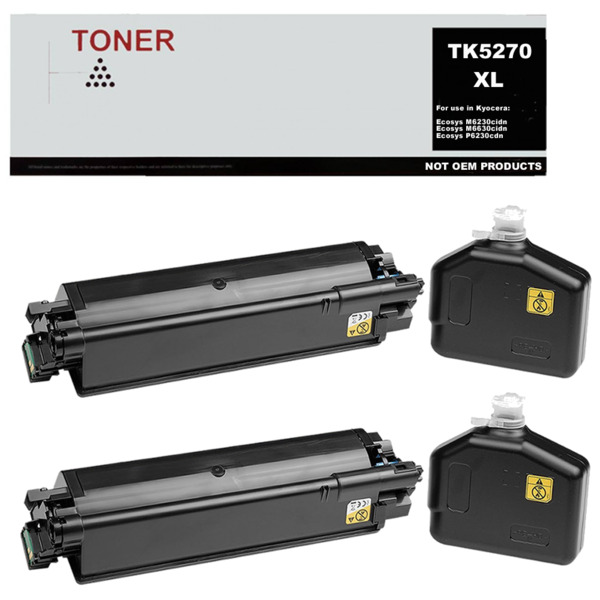 TK5270 XL pack 2 cartuchos de toner compatible con Kyocera 1T02TV0NL0 / TK5270K