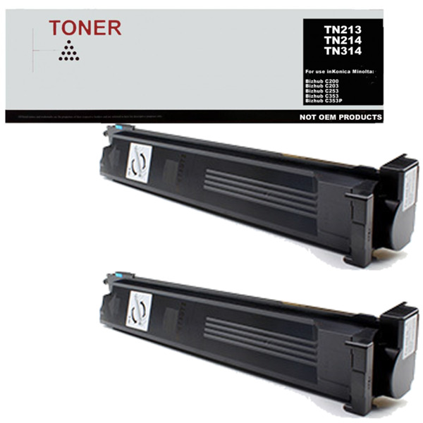 TN213 / TN214 / TN314 pack 2 cartuchos de toner negro compatible con Konica Minolta A0D7152 / A0D7154 / A0D7151