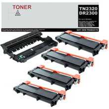 TN2320 DR2300 pack 4 toner negro y 1 tambor compatible con Brother TN2320 DR2300